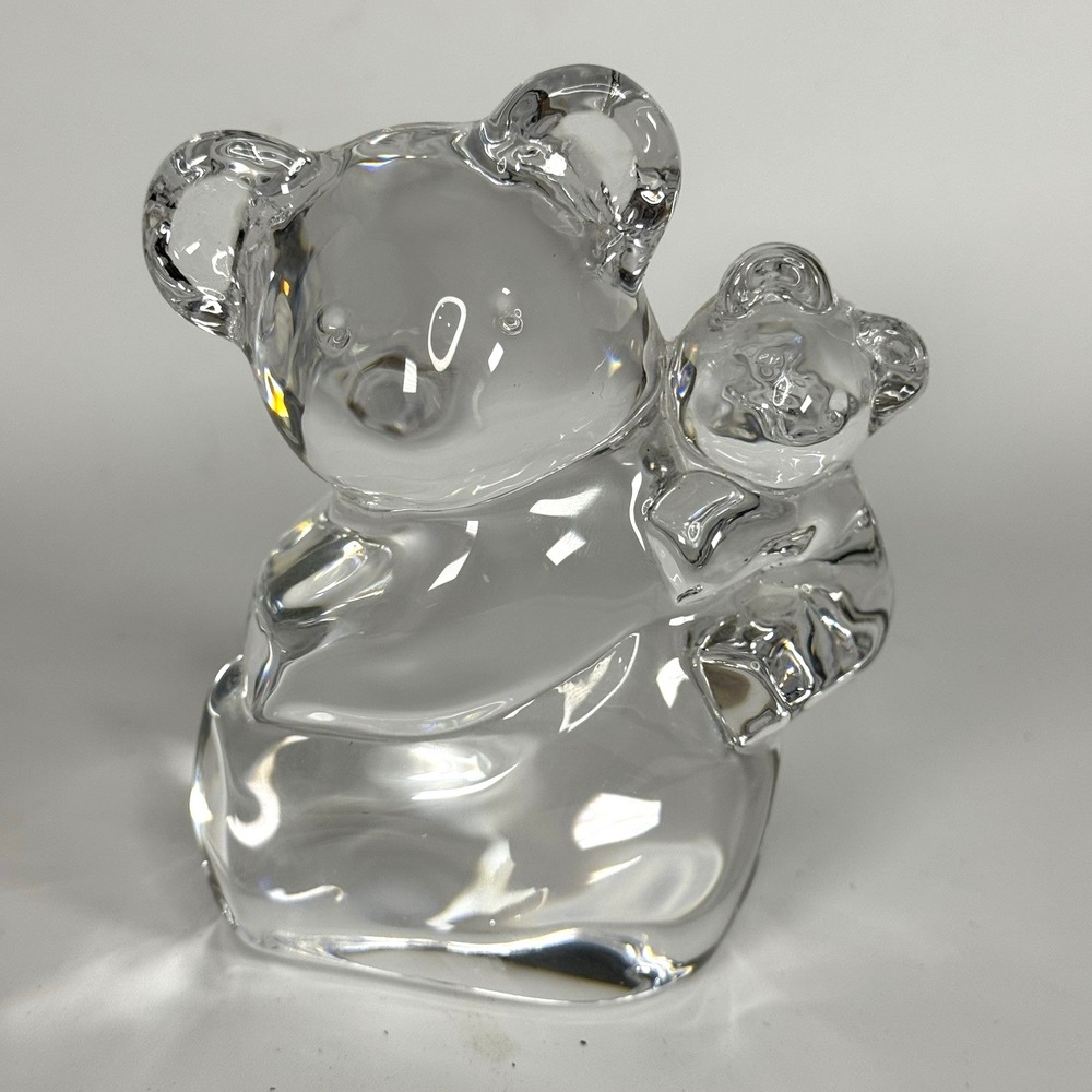 Vintage Oreefors Koala Bear Crystal Art Figurine Paperweight 4.5"‎ Sweden Signed